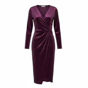 Nashalyly Purple Velvet Wrap Dress – Women’s Size Small NWOT